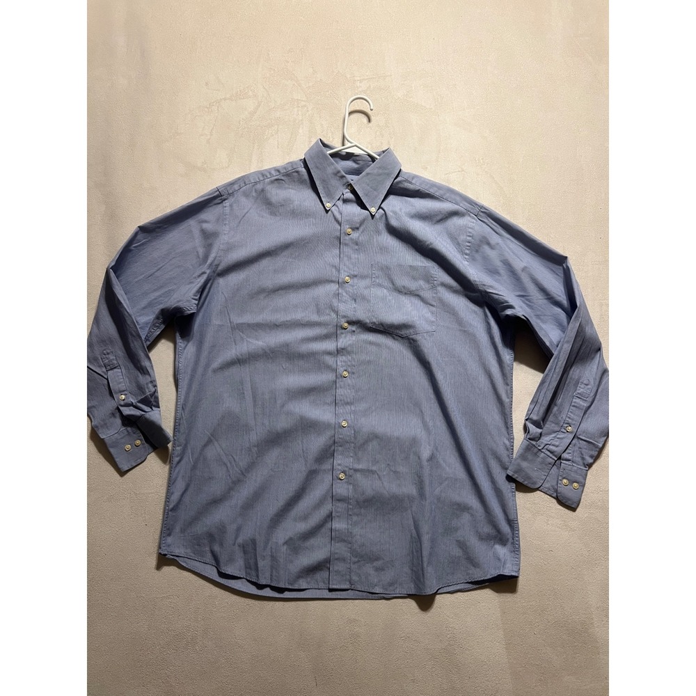 Tommy Hilfiger Ithaca Mens Blue White Micro Stripe Button Down Shirt 16.5 34-35